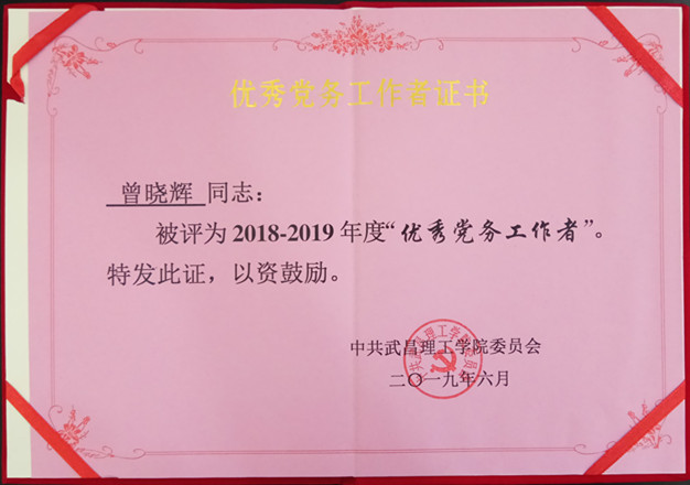 2019年武昌理工学院优秀党务工作者(图1)